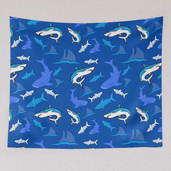 Item preview, Blue Shark Pattern  designed and sold by RedSparkle.