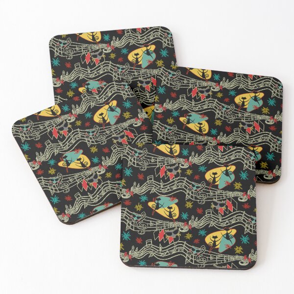 Item preview, Rockabilly Cool Cats on Black designed and sold by bmfabricdesigns.