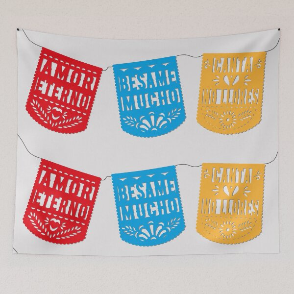 Item preview, Eternal love kiss me a lot cielito cute mexican banner papel picado fiesta handmade decorations eternal love sing and dont cry san valentines gift designed and sold by T-Mex.