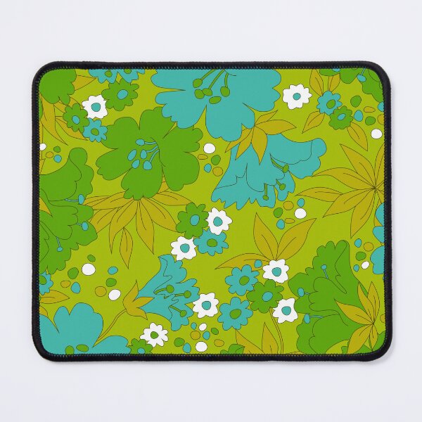 Item preview, Green, Turquoise, and White Retro Flower Pattern designed and sold by Eyestigmatic.