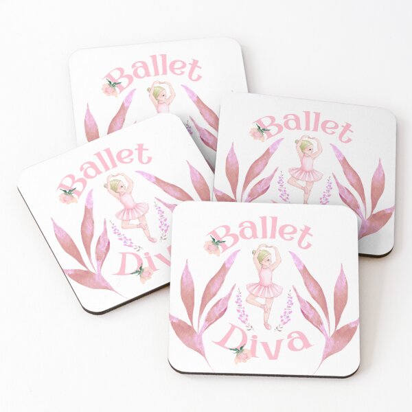 Item preview, BALLET DIVA- WATERCOLOR BALLERINA WITH PINK LEAVES AND WREATH designed and sold by Iskybibblle.
