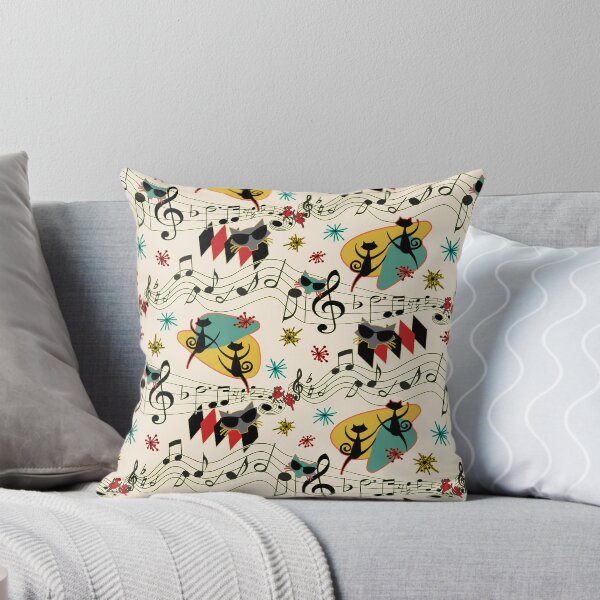 Item preview, Rockabilly Cool Cats on Cream designed and sold by bmfabricdesigns.
