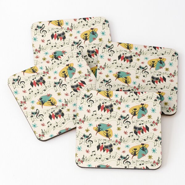 Item preview, Rockabilly Cool Cats on Cream designed and sold by bmfabricdesigns.