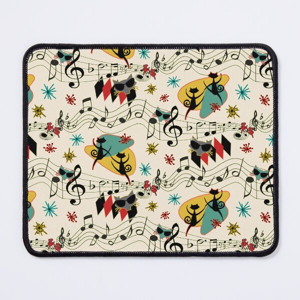 Item preview, Rockabilly Cool Cats on Cream designed and sold by bmfabricdesigns.