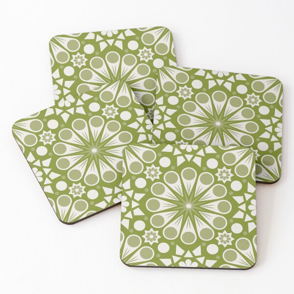 Item preview, Retro Geometric Floral - Avocado Green designed and sold by latheandquill.