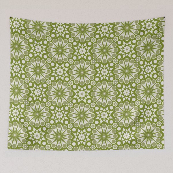 Item preview, Retro Geometric Floral - Avocado Green designed and sold by latheandquill.