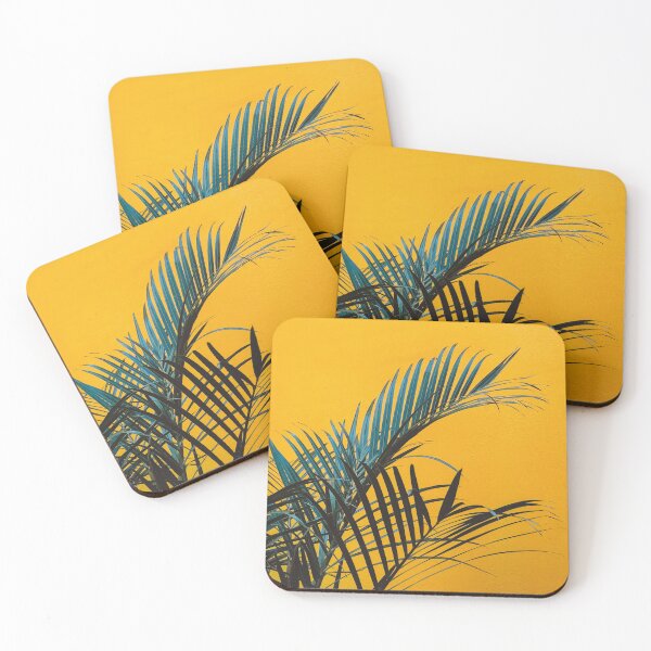 Item preview, green leaves palm trees with yellow backround designed and sold by Asombrosa.