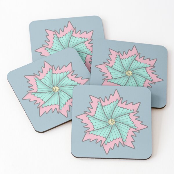 Item preview, Pastel Pink and Blue Jagged Edge Flower Pattern designed and sold by Garden-View.