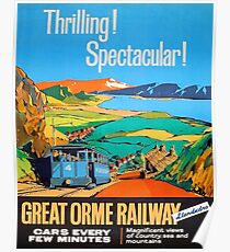 Great Orme tramway, railway, Great Britain, sightseeing, vintage travel poster Poster