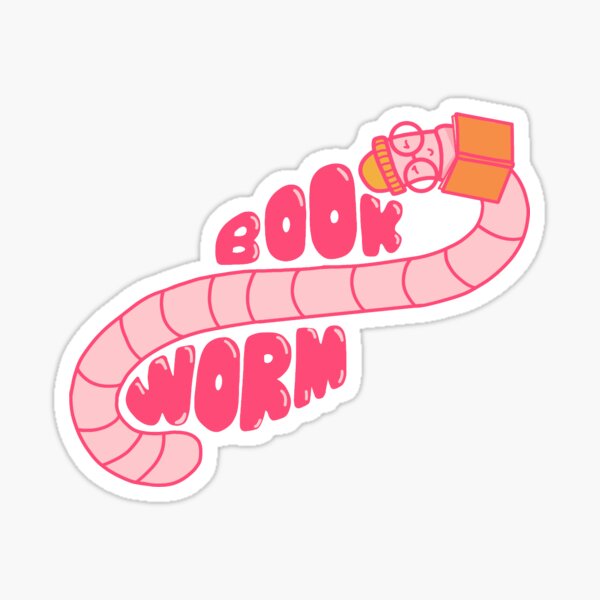Pink Bookworm Sticker