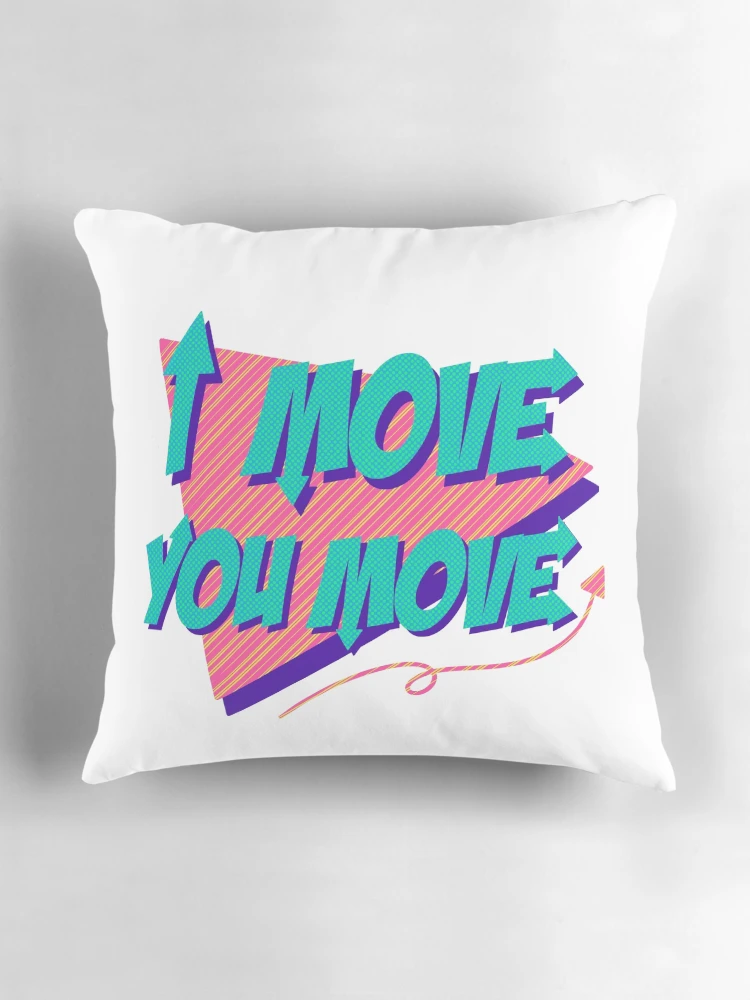 Aperçu 3 sur 4. Coussin avec l'œuvre je bouge tu bouges créée et vendue par Sandra Parlow.