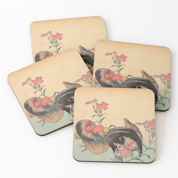 Item preview, Cock, Hen and Nadeshiko - Katsushika Hokusai designed and sold by SimpleJoyStyle.
