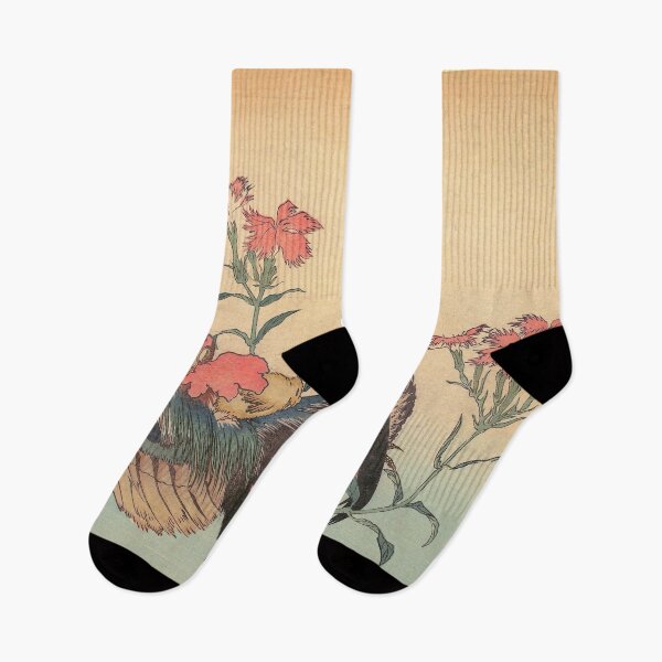 Item preview, Cock, Hen and Nadeshiko - Katsushika Hokusai designed and sold by SimpleJoyStyle.