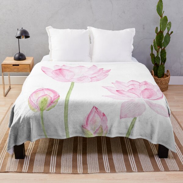 Item preview, hand painted pink lotus flowers watercolor  designed and sold by ColorandColor.