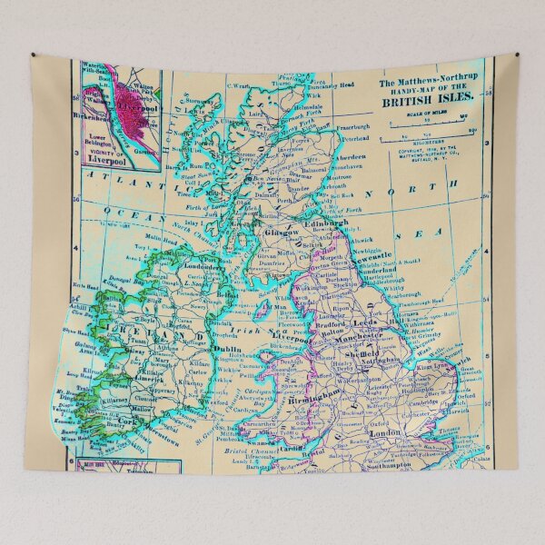 Item preview, Vintage Map of the British Isles | Dated 1898 | Colorized designed and sold by DazellsEmporium.