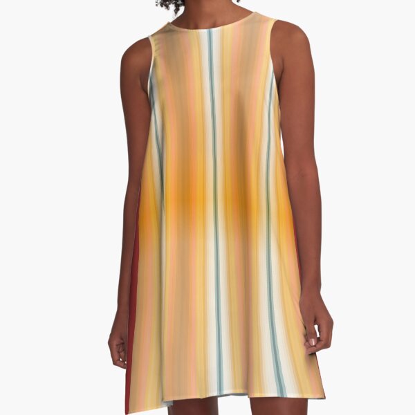 Gestreifte Leinwand rund A-Linien Kleid