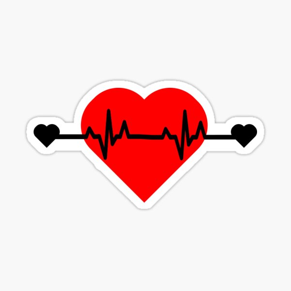 Heart With Pulse Ecg Ekg Wave Heart With Heartbeat Sticker Beating