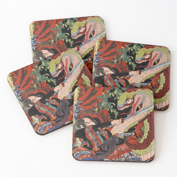 Item preview, SAMURAI FIGHTS GIANT SNAKE designed and sold by Madjack Tees Kiwi SuperStore.