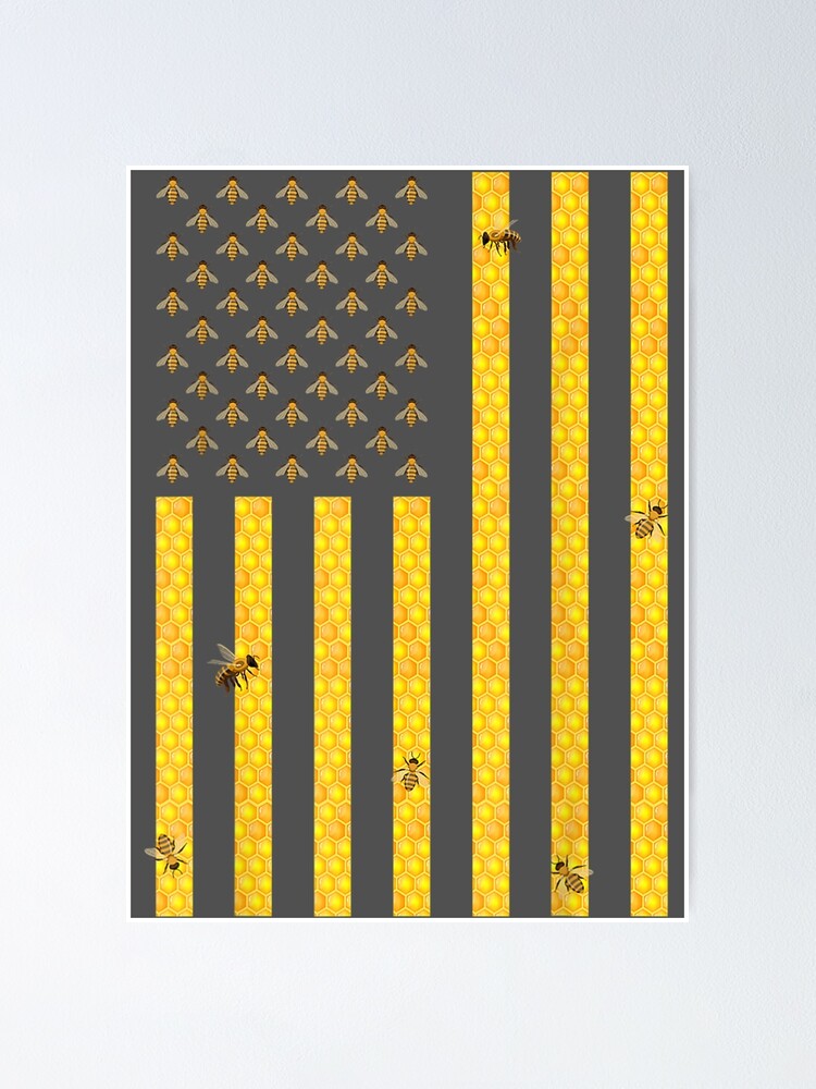 "American Flag Honey Bee Beekeeping Beekeeper" Poster for