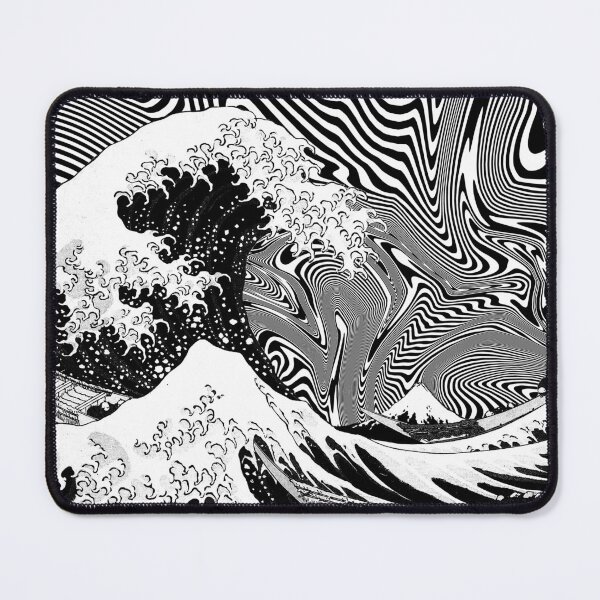 Item preview, The Great Wave off Kanagawa Trippy Black and White designed and sold by ind3finite.
