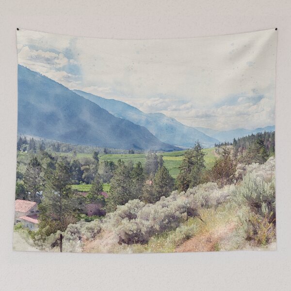 Item preview, Watercolor Similkameen Valley Scenic View in Summer designed and sold by Amy Mitchell.