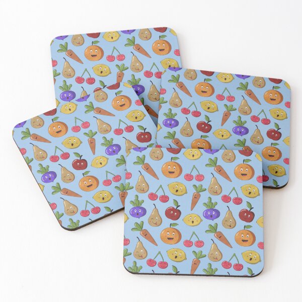 Item preview, Cute Fruits & Veggies - Blue Background designed and sold by JadeRyder.