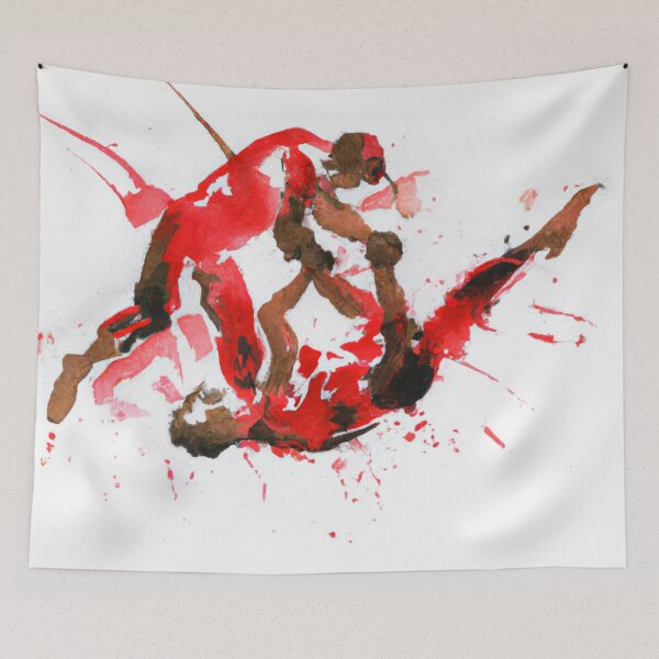 Item preview, The Art of Combat: A Red and Black Ink Stroke Tribute to Martial Arts designed and sold by ocota831.