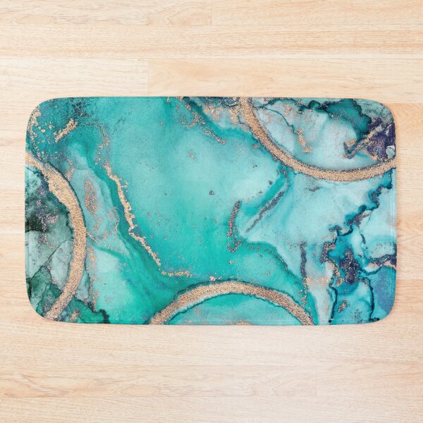 Item preview, Turquoise Gold Ink Marble Texture Colorful Painting designed and sold by artsandsoul.