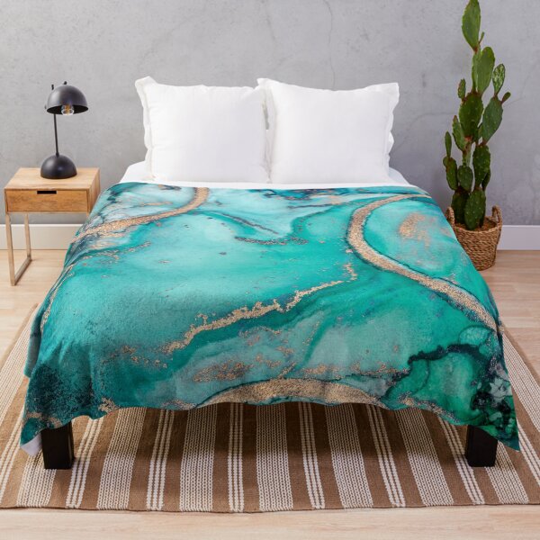 Item preview, Turquoise Gold Ink Marble Texture Colorful Painting designed and sold by artsandsoul.