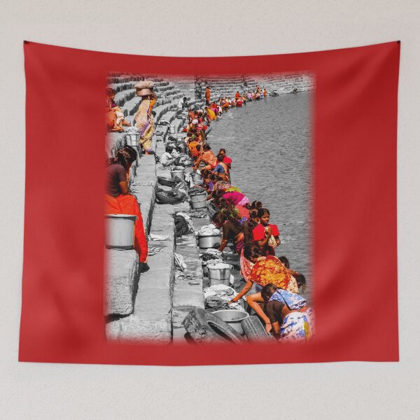 Item preview, Washing clothes at the ghat designed and sold by indiafrankk.