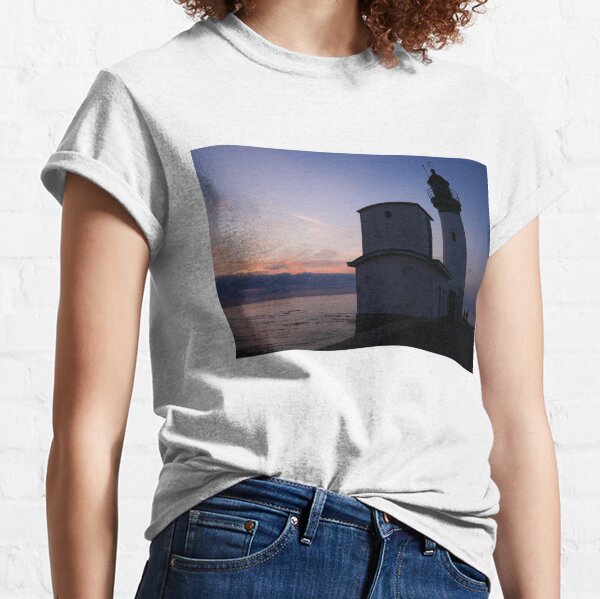 Twilight on the lighthouse and the sea of Tréport in Normandy - France Classic T-Shirt