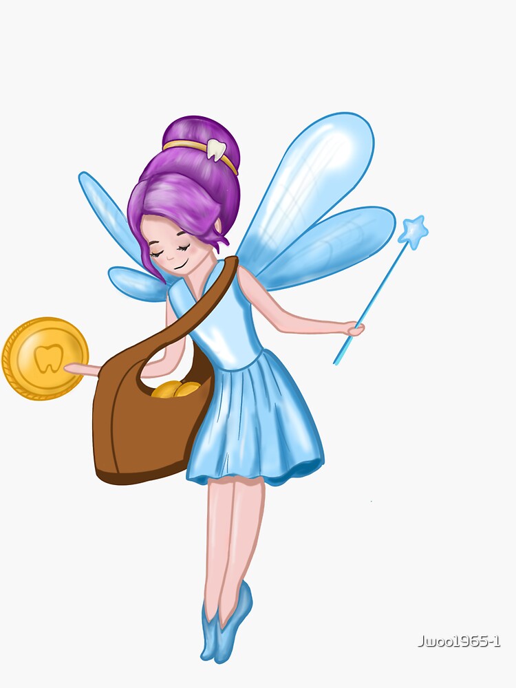 Tooth Fairy with Purple Hair and Blue Dress | Sticker