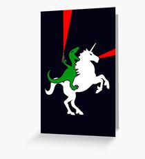 Dinosaur Riding Unicorn Greeting Card