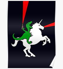 Dinosaurier Reit Einhorn Poster