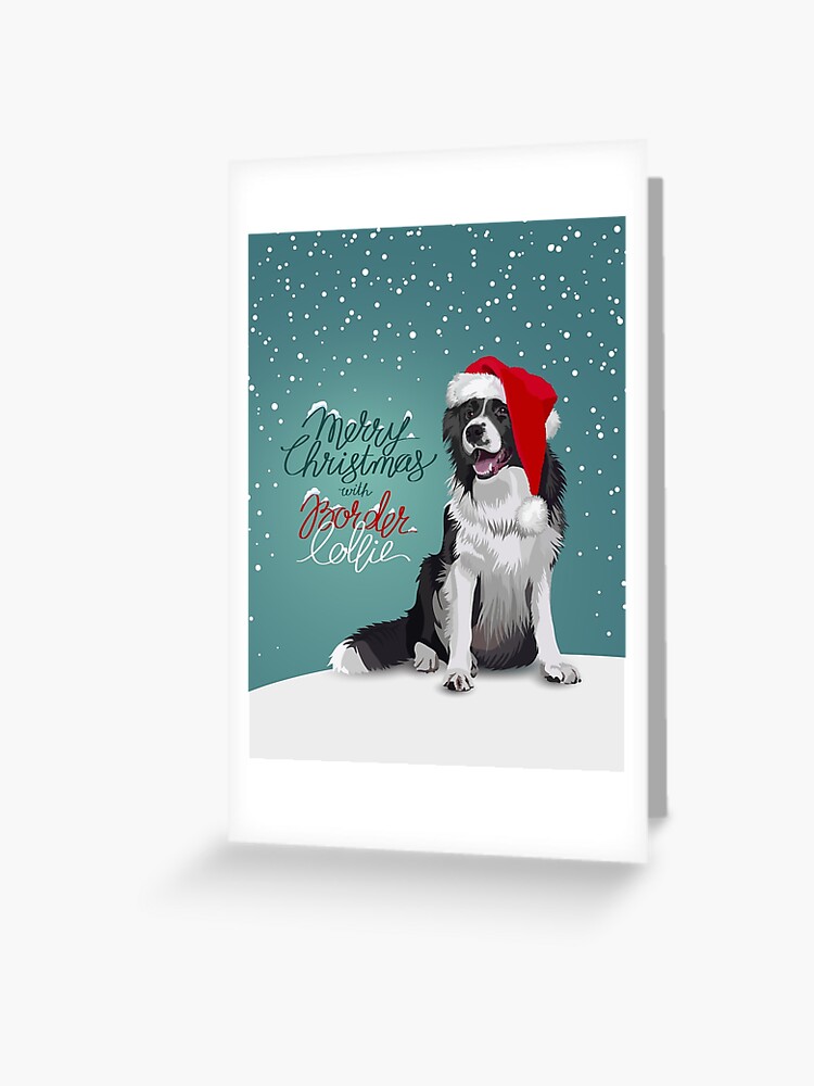 Border Collie Puppy Dog Personalised Christmas Greetings Card 