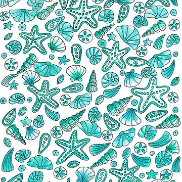 Artwork thumbnail, Turquoise seashells by Home Cyn Home