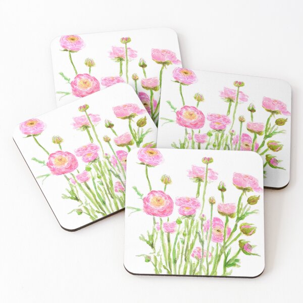 Item preview, hand painted pink Ranunculus pink buttercup pink peony  designed and sold by ColorandColor.