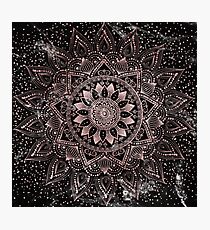 Elegant rose gold mandala dots and marble artwork Photographic Print