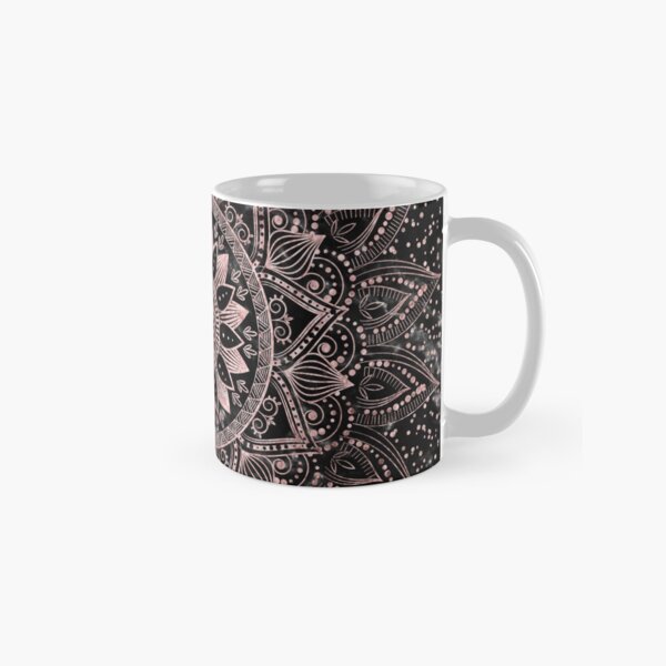 Elegant rose gold mandala dots and marble artwork Classic Mug