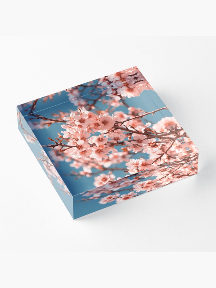 Alternate view of Pink Flowers Blooming Peach Tree at Spring Acrylic Block