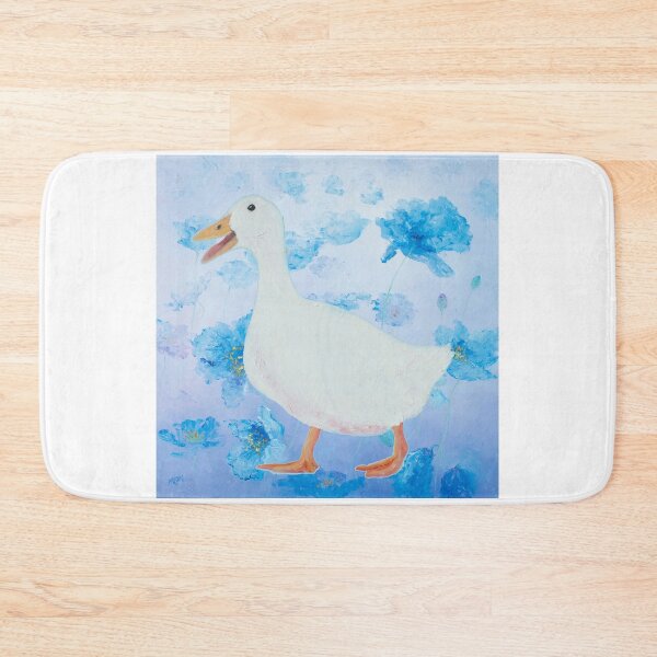 Item preview, Goose on blue poppies background designed and sold by MatsonArtDesign.