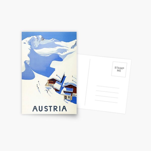Austria, winter, ski, holiday, season, vintage, travel, poster Postcard