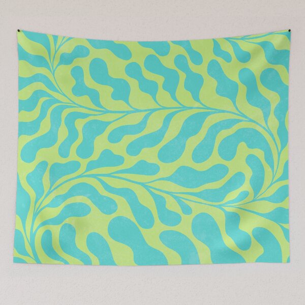 Item preview, Neon Pastel Blooming Tropical Nature 1.2 Aqua on Lime designed and sold by Dominiquevari.