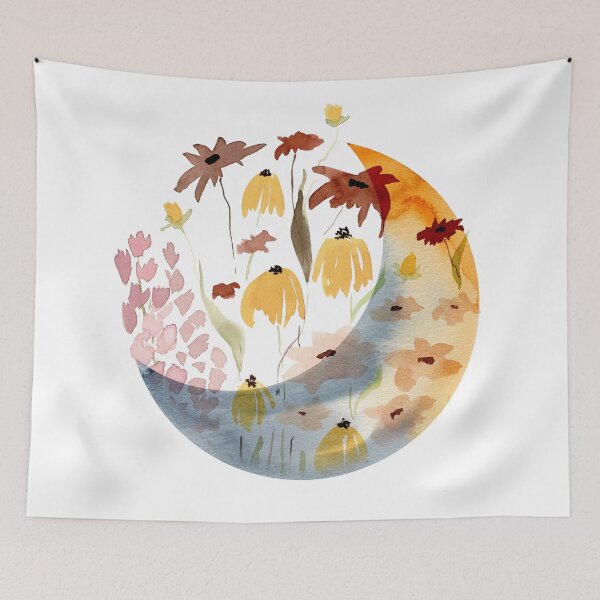 Item preview, Crescent Moon, Watercolor Flower Moon designed and sold by ArticraftShop.