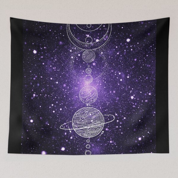 Item preview, Blue Purple Galaxy Planets Alignment Moon Phases Stars: designed and sold by LifeAndWonder.