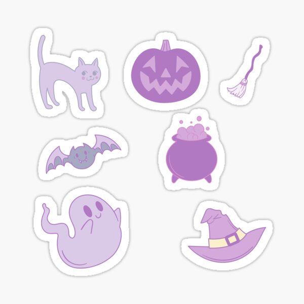 Halloween Cat Purple Pastel Pack Sticker