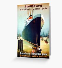 Hamburg - America, oversea line, cruiser, tourist ship, vintage travel poster Greeting Card