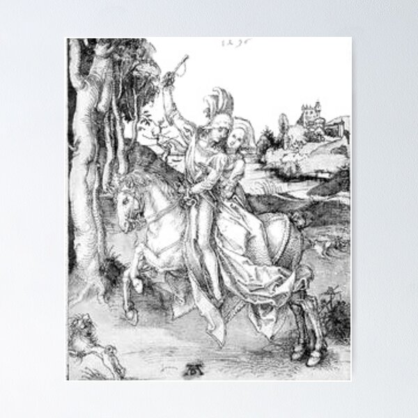 Item preview, Couple on horseback original art of albrecht dürer famous artwork  designed and sold by Golido.