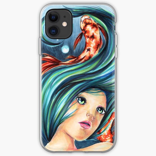 Koi Fish Underwater Ocean Girl Scene iPhone Soft Case