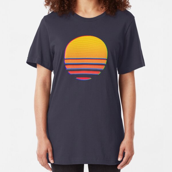 Outrun Retro Sun Slim Fit T-Shirt